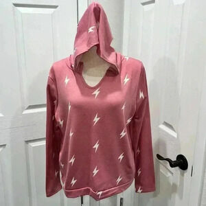 YMI Thunderbolt v-neck long sleeve,pullover, hoodie pink and white